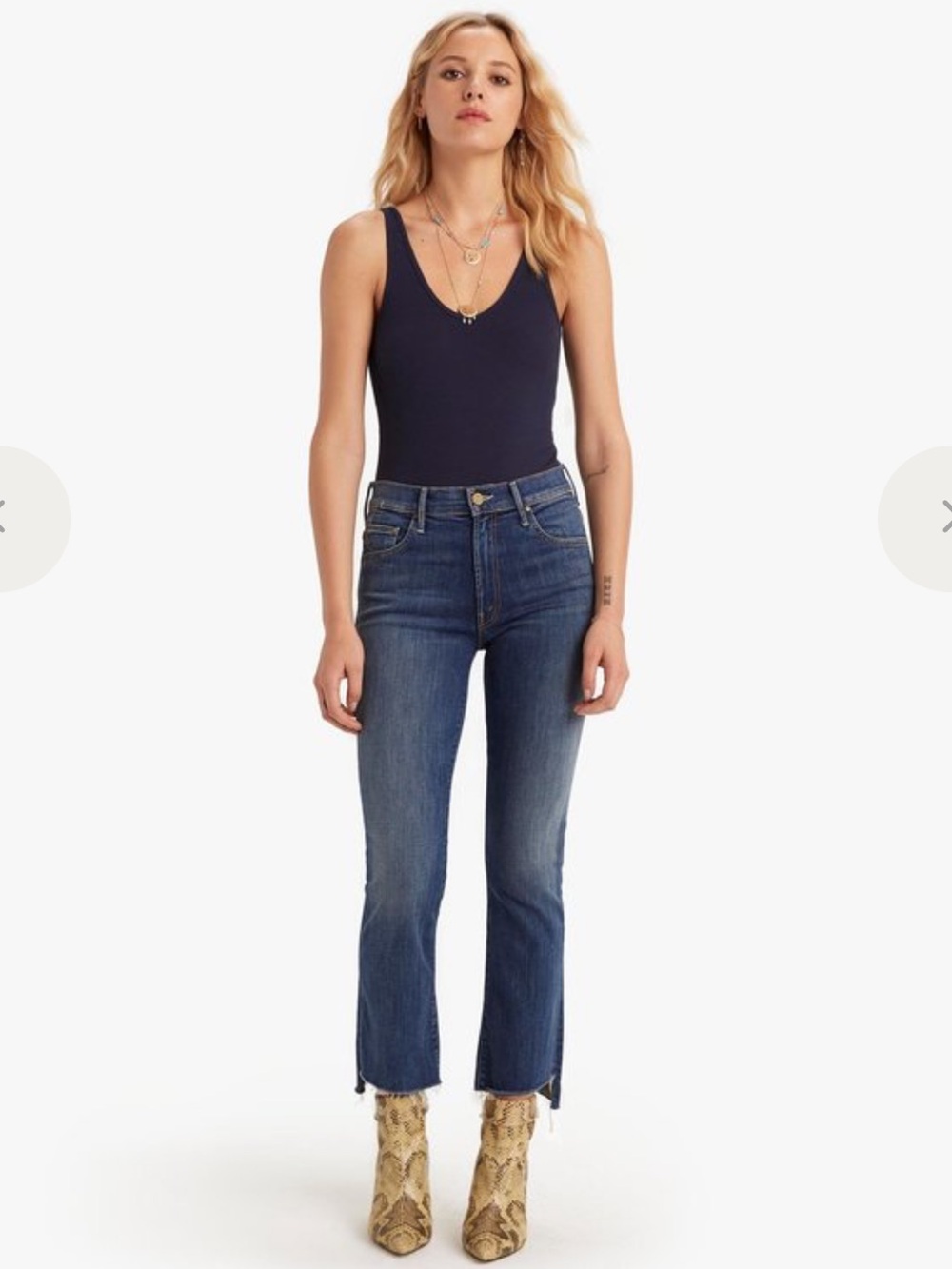 MOTHER Insider Crop Step Fray Denim Jean in Not Rough Enough 25